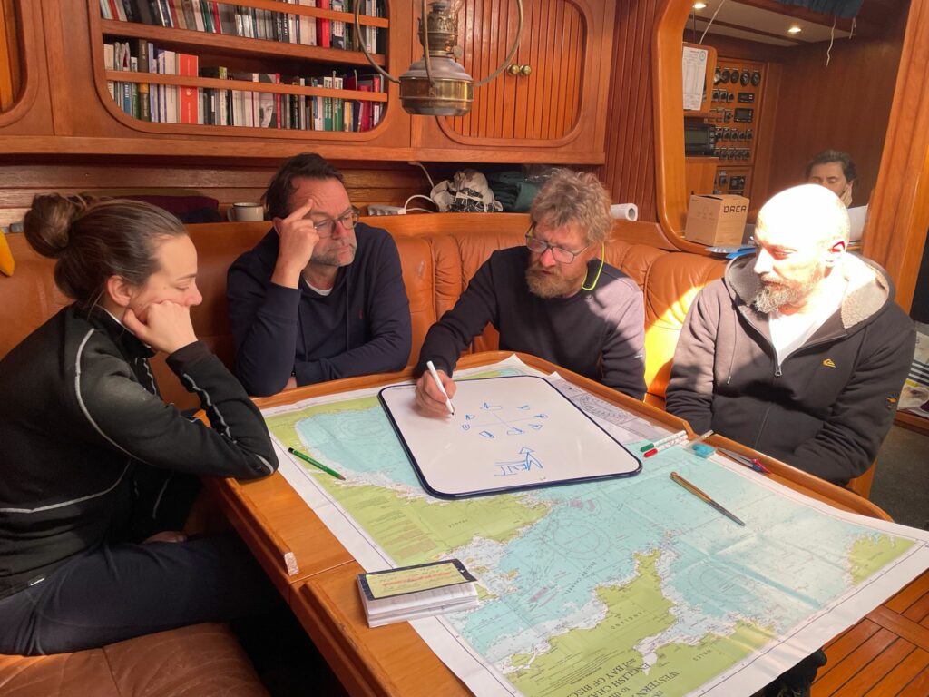 Ecole de croisière voile habitable pour adulte débutant Voyage en voilier, séjour en voilier, initiation à la voile, stage de voile adulte, stage hauturier, stage haute mer, traversée en voilier