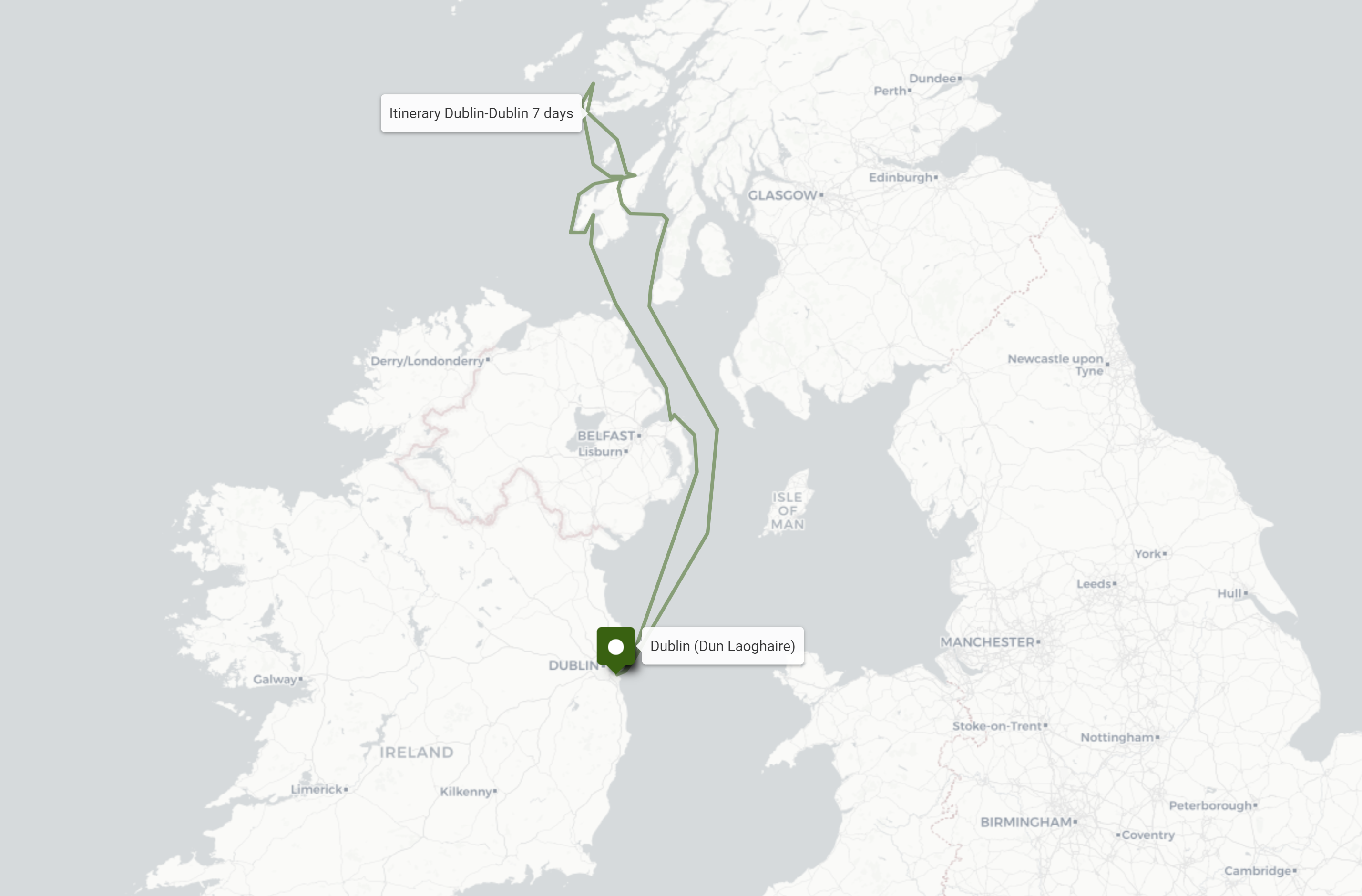 Itineraire Milagro Ireland Scotland 2024